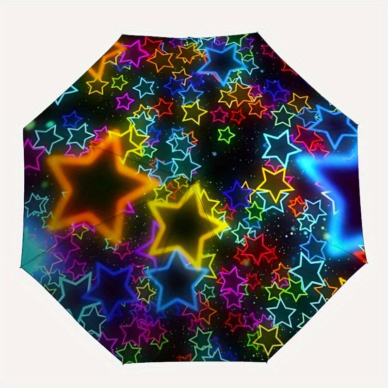 

1pc Colorful Stars Automatic Opening/closing Umbrella with Auto Open/Close, Windproof, Foldable Sunshade yy250811155