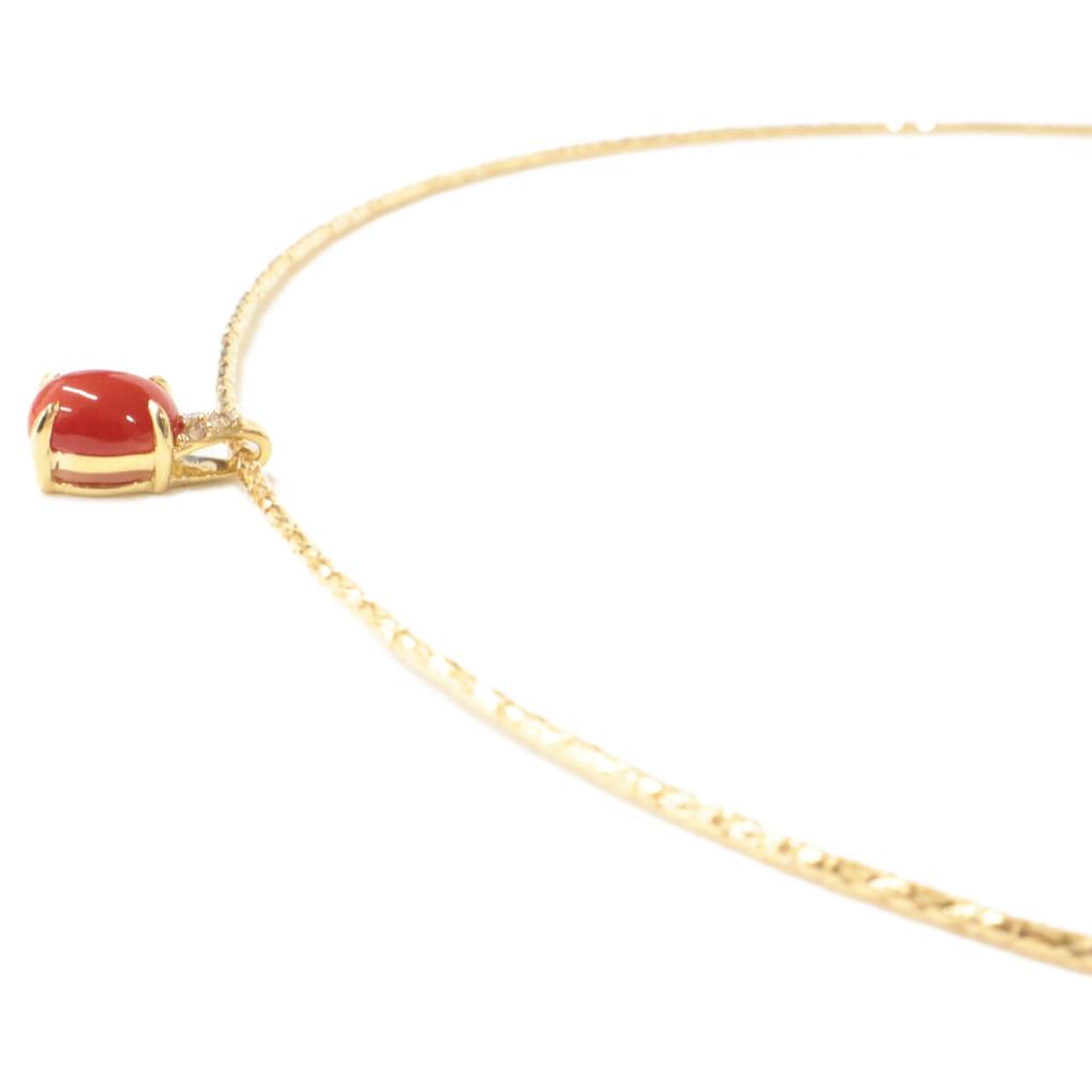 K18 Excellent condition [GSTV] Blood-red coral 1.00ct/0.03 melee diamond top Omega Necklace Yellow GoldUsed