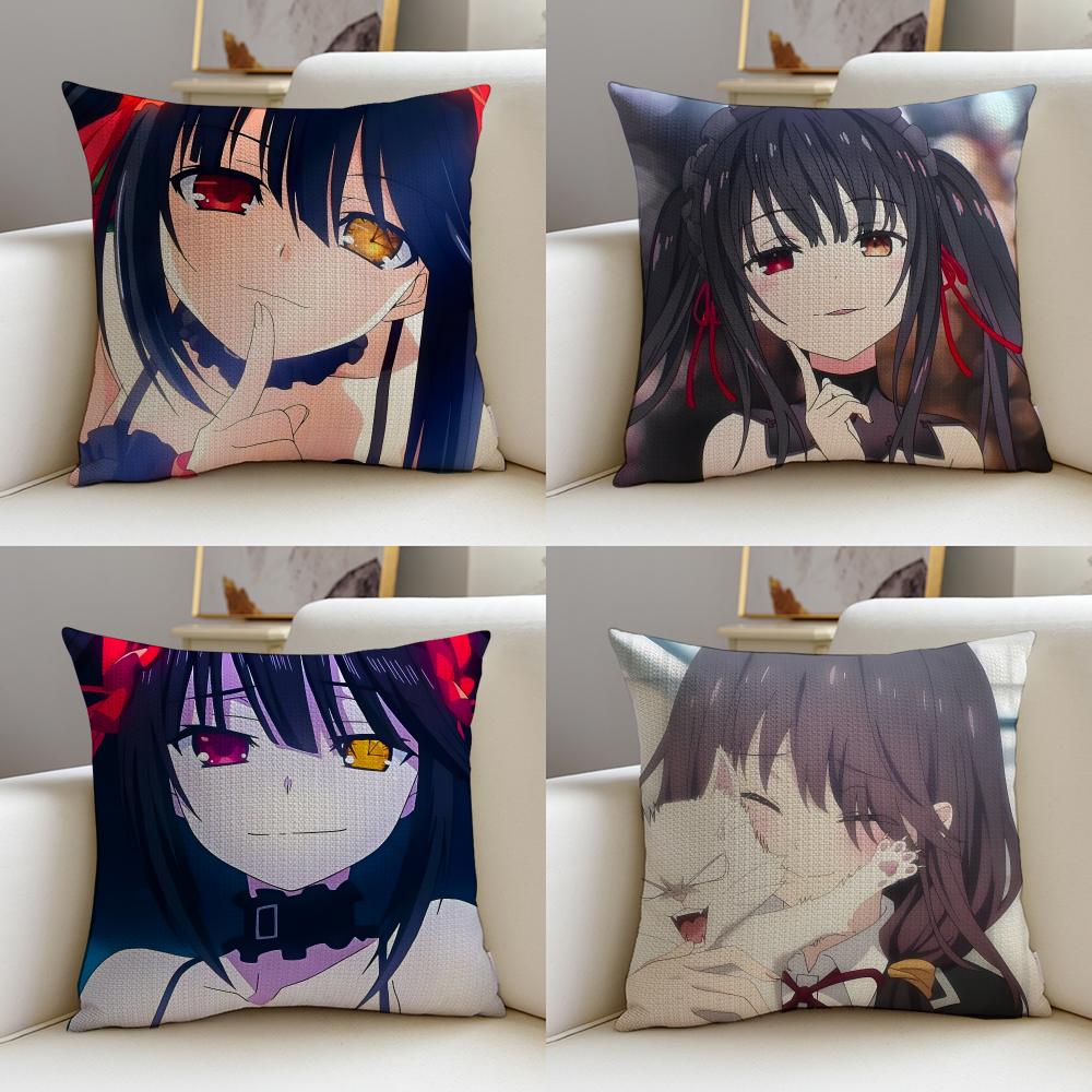 Fantasy DDATE A LIVES Cushion Cover Breathable and skinfriendly linen pillowcase square removable and washable cushion