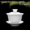 Cuenco de porcelana blanca china con tapa, taza de té, juego de té, tazón de té, taza de té, juego de té portátil de viaje, utensilios para beber para el hogar NLSLASI