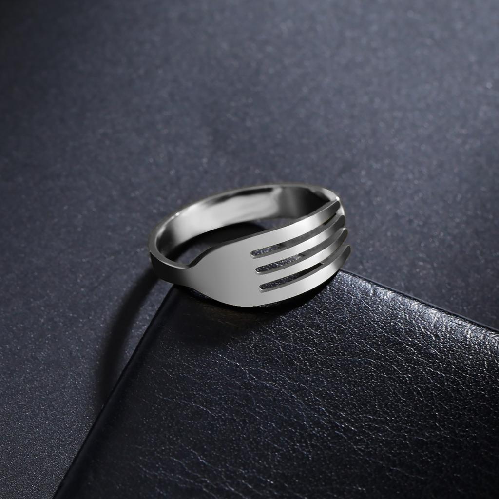 Offener Gabelring Edelstahl Herren Damen Verstellbare Fingerringe Punk Party Schmuck Geschenk für Freunde