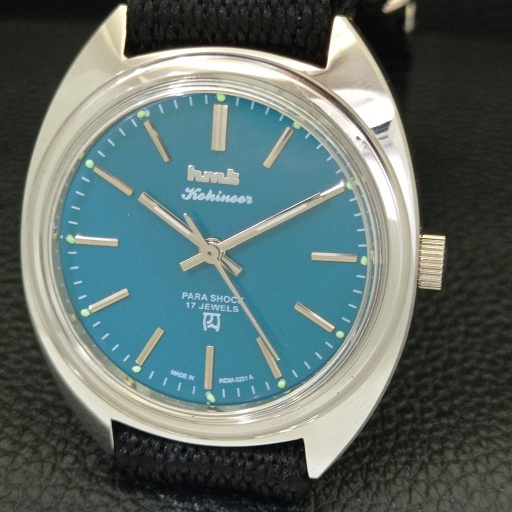 HMT KOHINOOR VINTAGE HAND-WINDING INDIAN MENS TURQUOISE BLUE WATCH a441050-4 HT-a441050