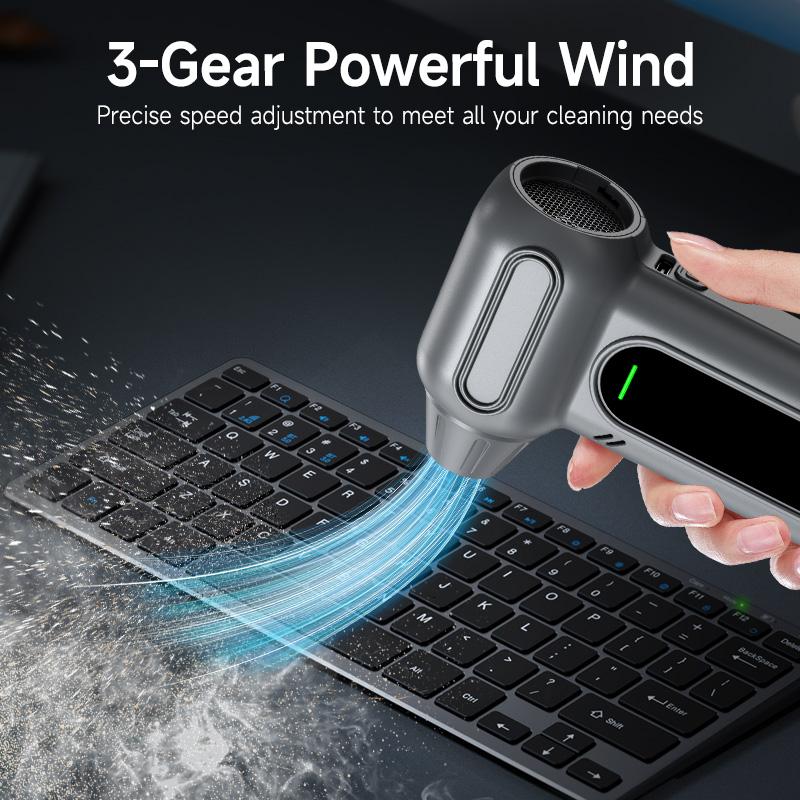 2026 Nuovo Duster ad Aria Compressa Elettrico con Motore Brushless 8000mAh 3-Velocità Regolabile Pistola Soffiatore d'Aria Senza Fili per Tastiera Computer PC