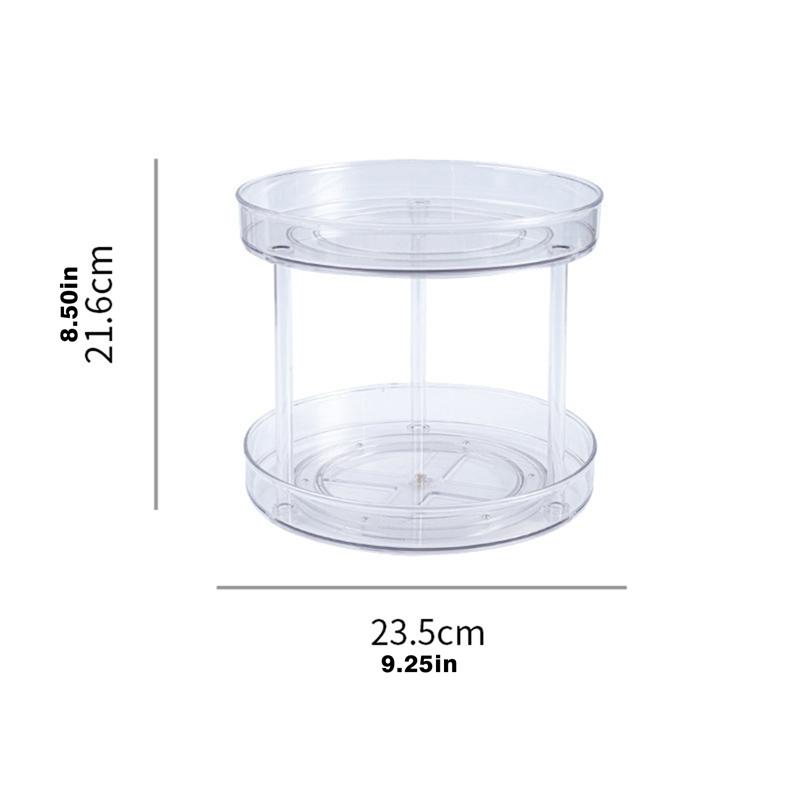 Organizador de mesa giratória de armário com rotação de 360 graus, suporte para temperos, bebidas, cosméticos, transparente para cozinha e banheiro
