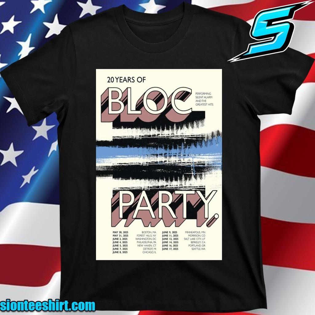 Bloc Party Silent Alarm Album Tour 2026 Poster T-Shirt Alle Größen S-5XL Mehrfarbig