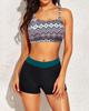 2025 Stylish European & American Women's Printed Bikini Three-Piece Set with Hollow Out, Backless Design & Belly Coverage