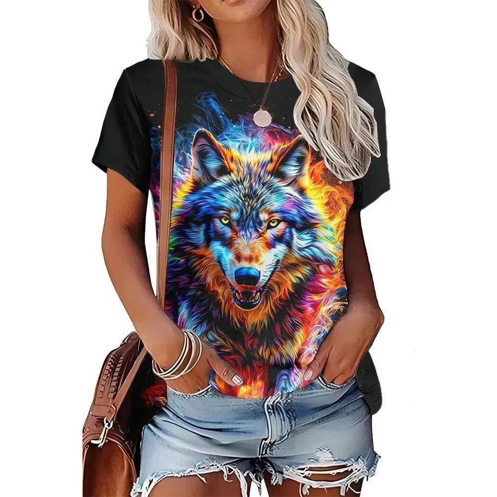 Women's Animal Print Top Casual Versatile Short Sleeve Fashion Crew Neck Breathable T-Shirts Women’s