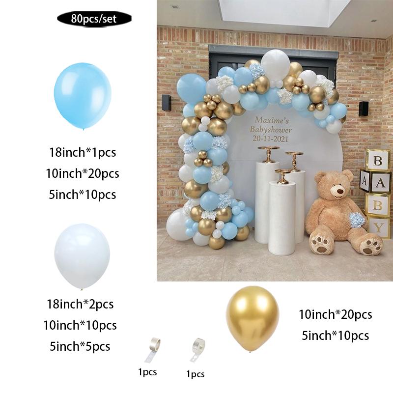 Pastel Light Blue White Sand Beige Balloon Garland Arch Kit Boy Baby Shower Gender Reveal Wedding Party Birthday Decoration