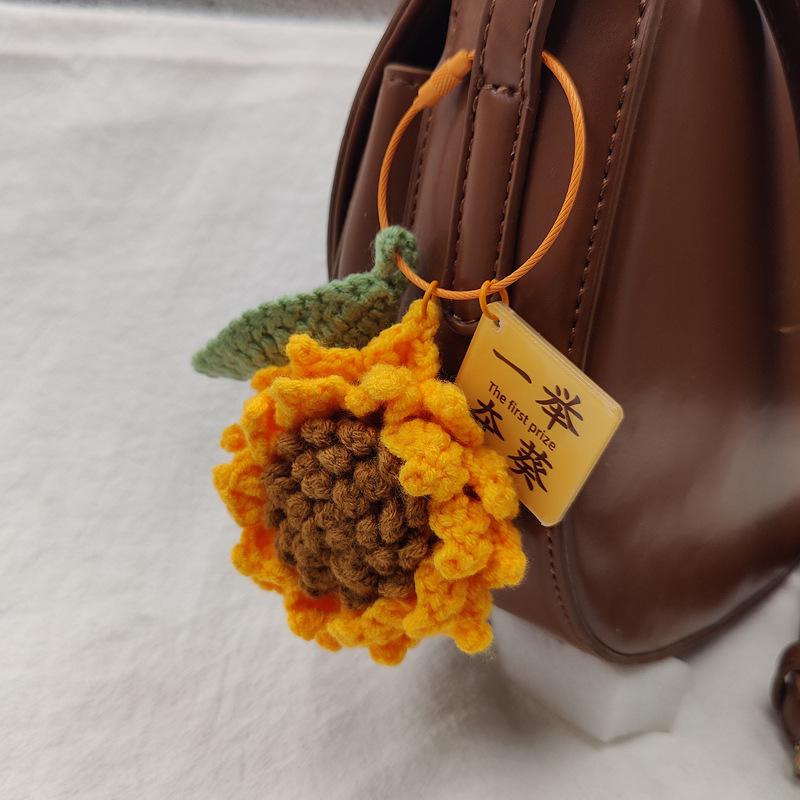 Bright Future Sunflower Crochet Bag Pendant Keychain Gift