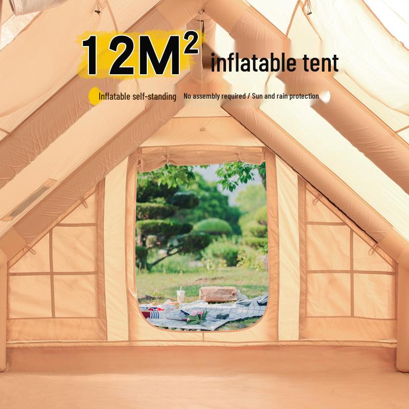 Spacious All-Season Anti-Freeze Moisture-Proof Inflatable Tent for Home & Camping - Portable, No-Assembly, Rainproof.