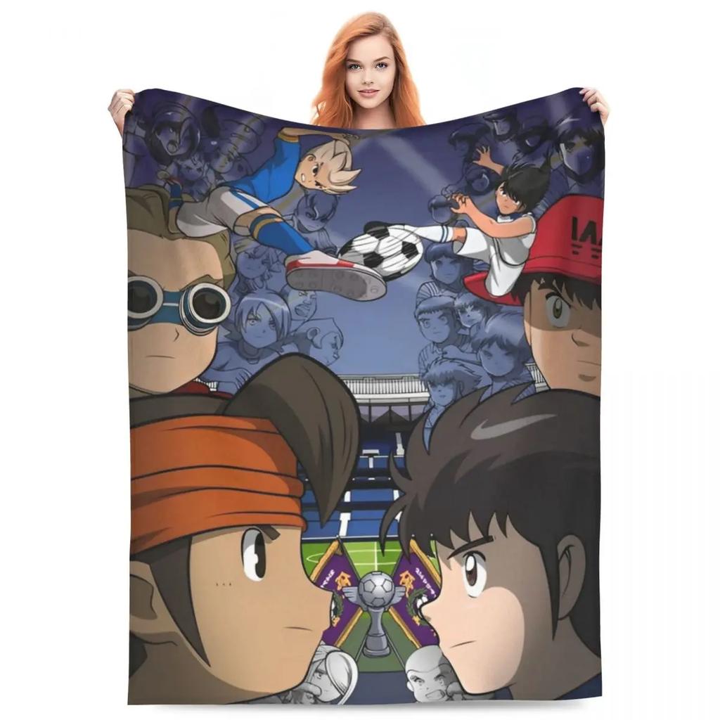 Inazuma Eleven Decken Flanell Textil Dekoration Videospiel Sportspiel Atmungsaktiv Weich Überwurfdecken für Zuhause Reise Steppdecke