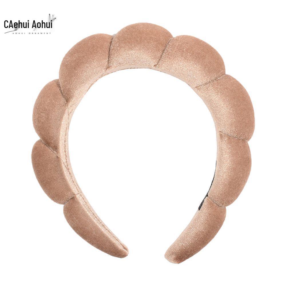 Gold Velvet Spa Headband & Wristband Set for Face Washing & Makeup