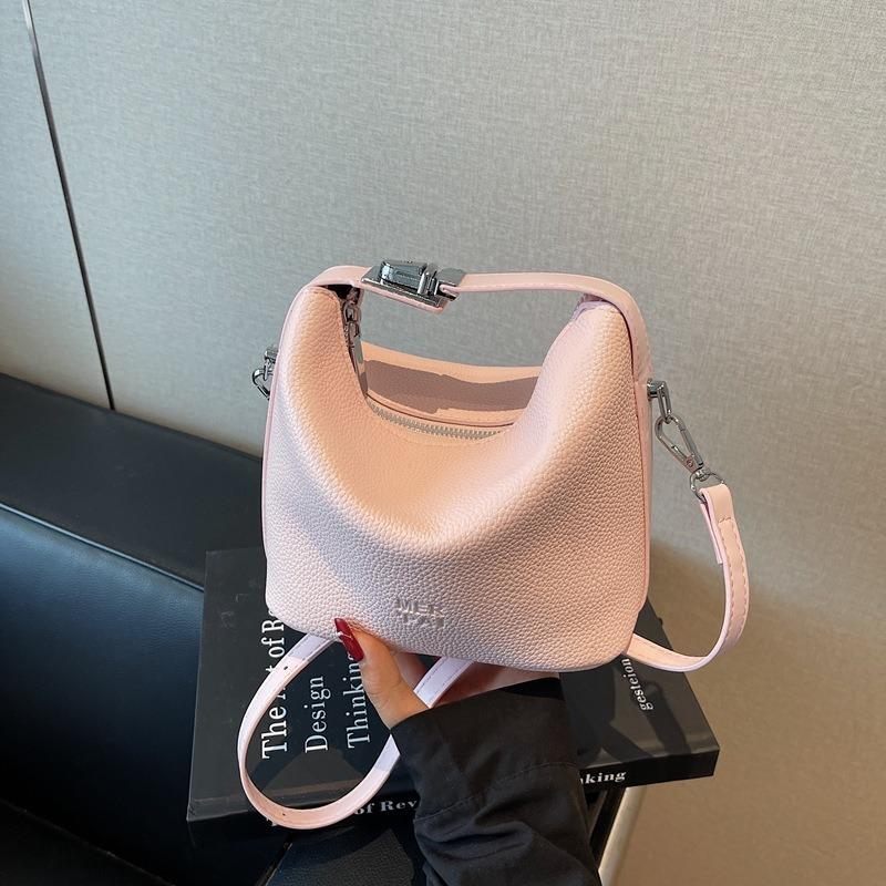 Niche design lychee pattern handbag bag new summer fashion lock single shoulder crossbody bucket bag
