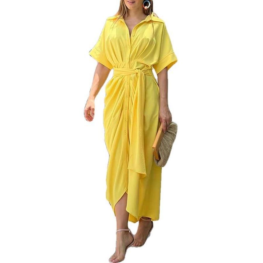 Spring New Arrivals Women's Wear Elegant Commute Solid Strap One-Button Dress