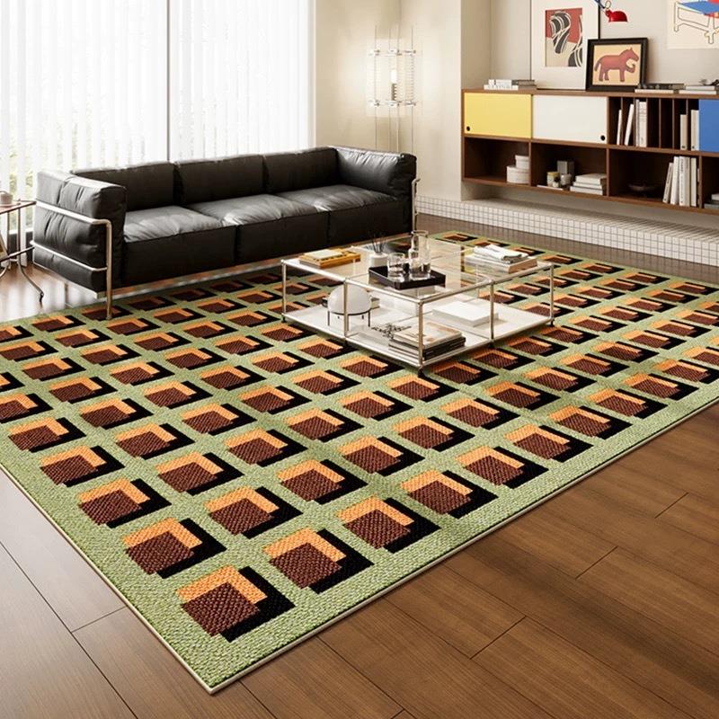 

Fashion Europe Style Grid Carpet Living Room Sofa Bedroom Study Kitchen Entrance Door Mat Non-slip Cartoon Retro Home Decor Rug 40x60cm
