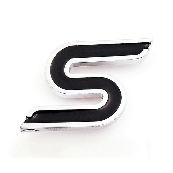 S Chrome Metal Car Front Hood Grille Emblem Badge Rear Trunk Car Stickers Car Styling