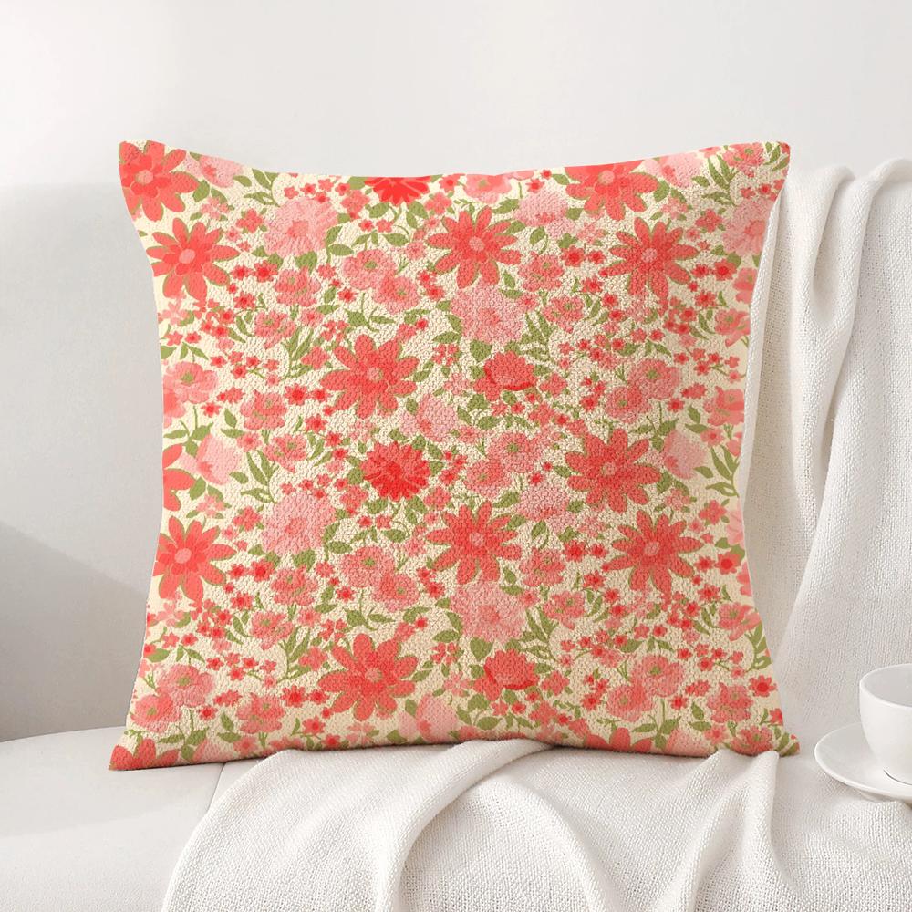 FFloral Pattern Cushion Cover Natural Linen Organic Fabric DoubleSided Printing Sofa Home Decor Breathable Bed Pillow
