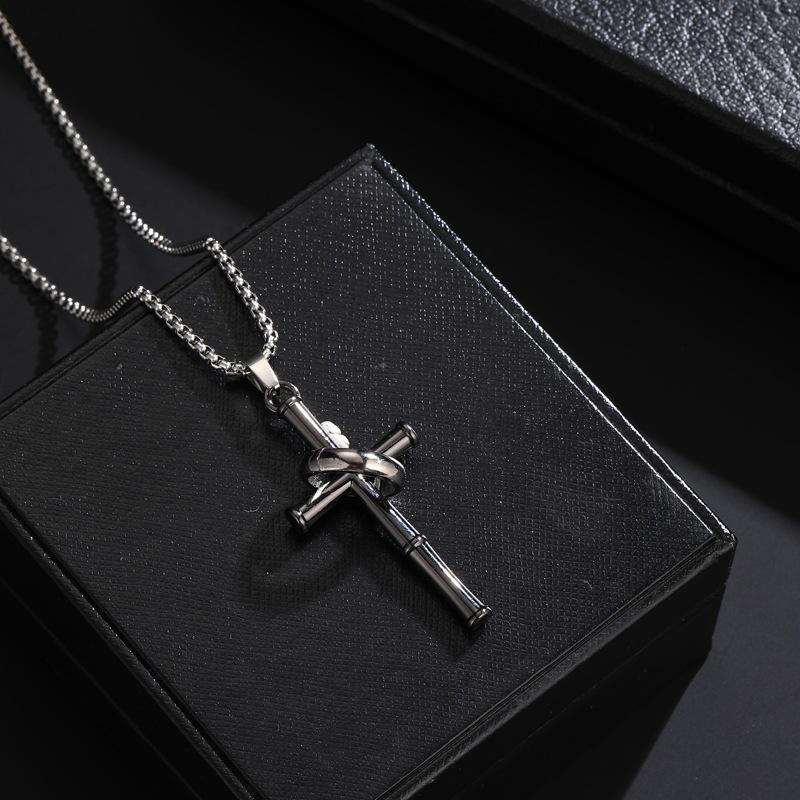 Unisex Cross Pendant Necklace - European & American Style, Student Jewelry, Couples Pendant, Sweater Chain Accessory
