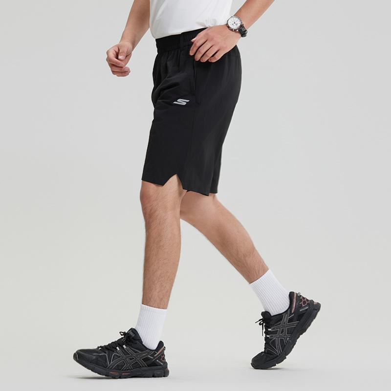 Skechers Cool Comfort Simple Letter Logo Outdoor Sports Breathable Sweat-Wicking High-Stretch Split Loose Casual Shorts Unisex Shorts P225U128-0018