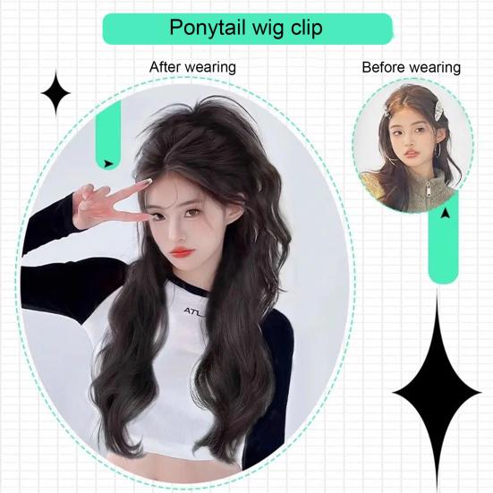Women Curly Ponytail Extension Hairpiece with Claw Clip Fluffy Natural High Temperature Fiber Messy High Ponytail Long Wavy Wig Synthetic Hair