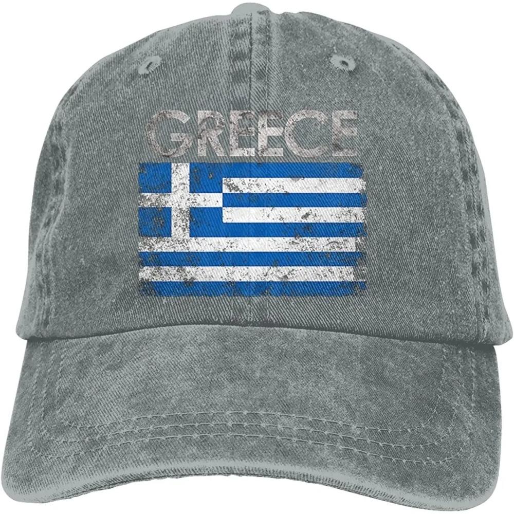 Griechische Flagge von Griechenland Denim Hüte für Herren Damen Baseballkappen Schirmmütze Schwarz Erwachsene Unisex Vier Jahreszeiten Lässig Polyester