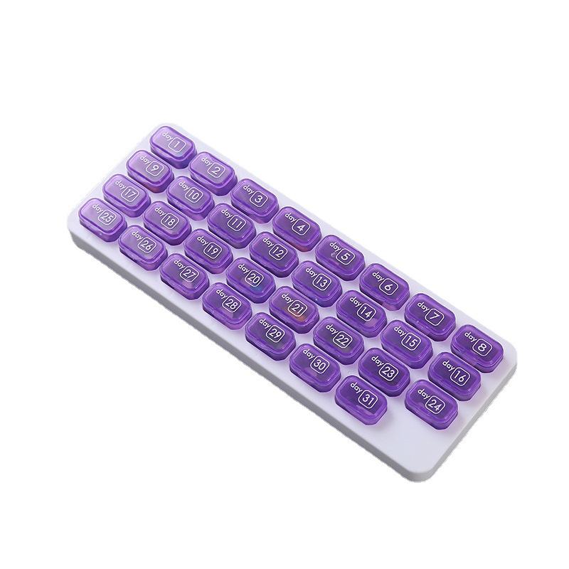 Portable 31-Grid Monthly Pill Box: Moisture-Proof, Transparent, Independent Storage Box for Easy Dispensing