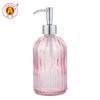 Cosmetische Verpakking Commercieel 14oz Roze Glazen Shampoo Flessen Zeep en Lotion Zeepdispenser Pomp Zwart met Pomp