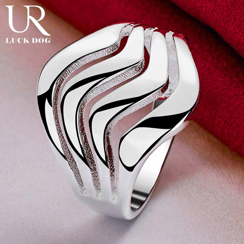 Inel cu suprafață netedă cu patru linii din argint 925 Bijuterii de nuntă la modă