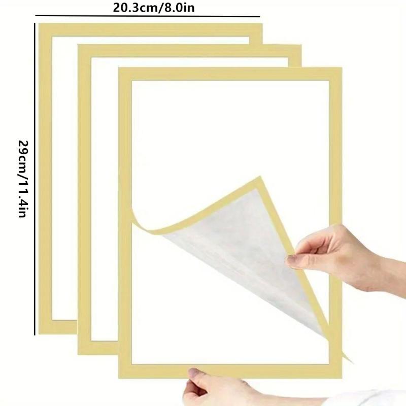 3Pcs Magnetic Wall Frame, Self-Adhesive & Removable For Photos Notes, Black White Matte Minimalist Home Office Decor