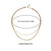 European & American Stainless Steel Double Layer Paperclip Necklace - Geometric Collarbone Chain for Women, Hip Hop Style.