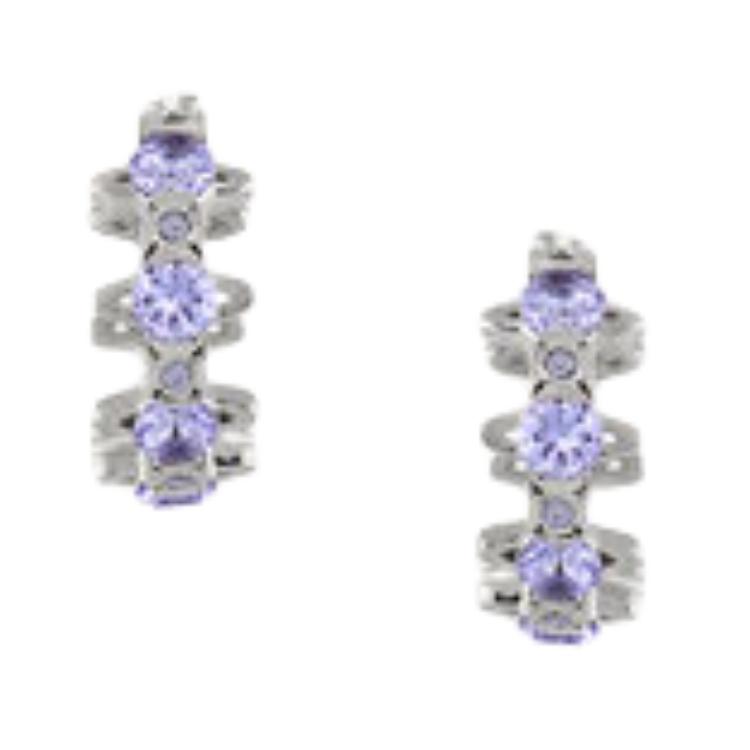 Vivienne Westwood Warwick Saturn Studded Detail Silver Hoop Earrings Women earrings Lavender 6203007T02P250
