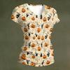 Women's V-Neck Halloween Print Blouse Lightweight Spring Summer Top