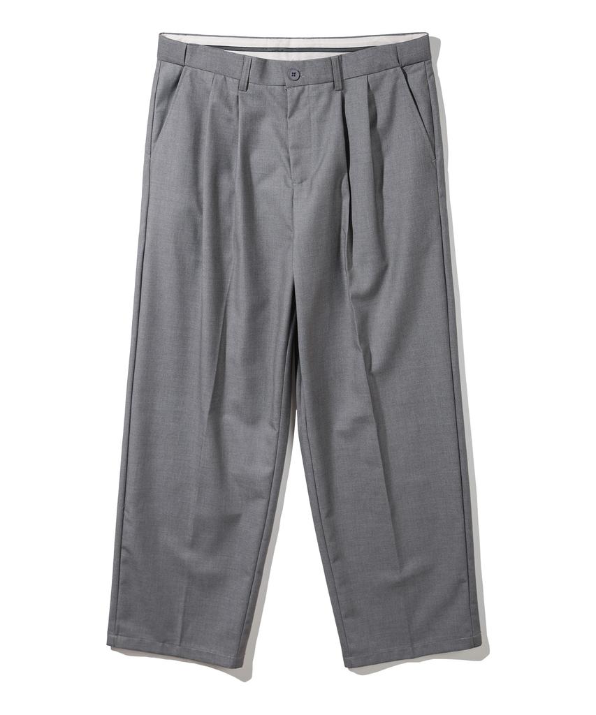 BAKKEN Side Hidden Elastic Two-Pleated Wide Slacks Pants Bk8901_Gray