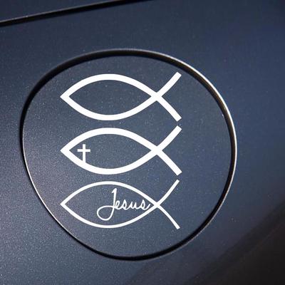 Adesivo per Auto Pesce di Gesù Croce Cristiana di Dio Decalcomania in Vinile per Auto