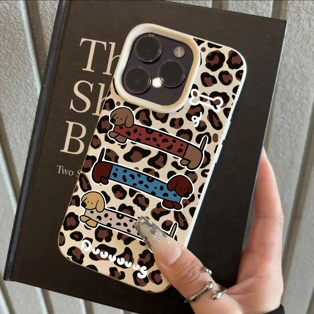 

HOT Leopard Print Dachshund Dog Lichee leather pattern Phone Case For Redmi A5 A3 A1 14C 13 12 12C 10 9 8 K60 Ultra Shockproof Redmi 8