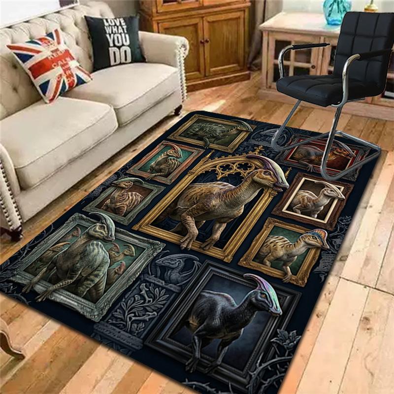 Dinosaur Gallery Pattern Rug Floor Mat for Living Room or Bedroom Soft and Comfortable Carpet a Gift for Birthday and Holiday.