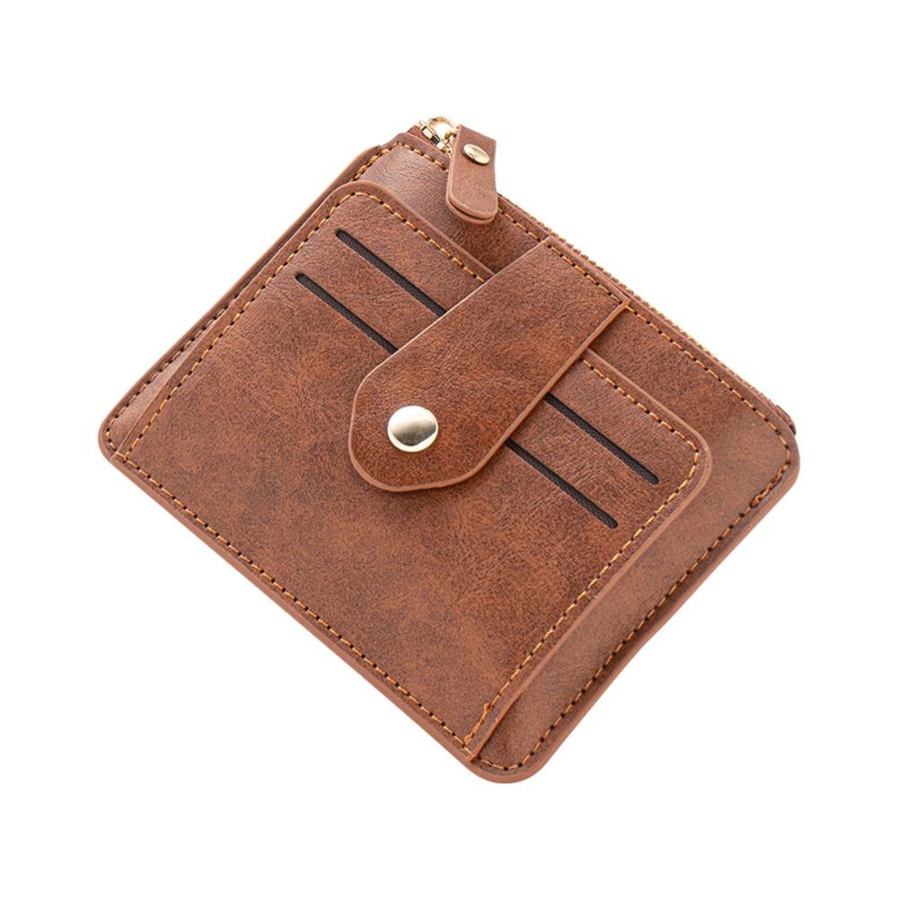 Simple PU Leather Women's Card Bag Zipper Large Capacity Men's Wallet Business Card Holder for Male And Female