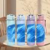 1PC Blue Swirl Marble Texture Art Print 750ml Color Plastic Sports Water Bottle Leakproof Flip Straw Lid Suitable for Sports Office Home Use