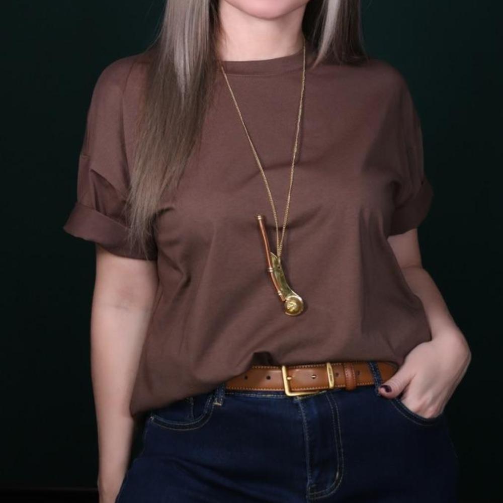 Solid Brass & Copper Whistle with Chain – Handmade Nautical Gift, 10 Cm