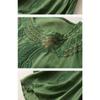 Women Summer Embroidered Round Neck Linen Cotton Blouse
