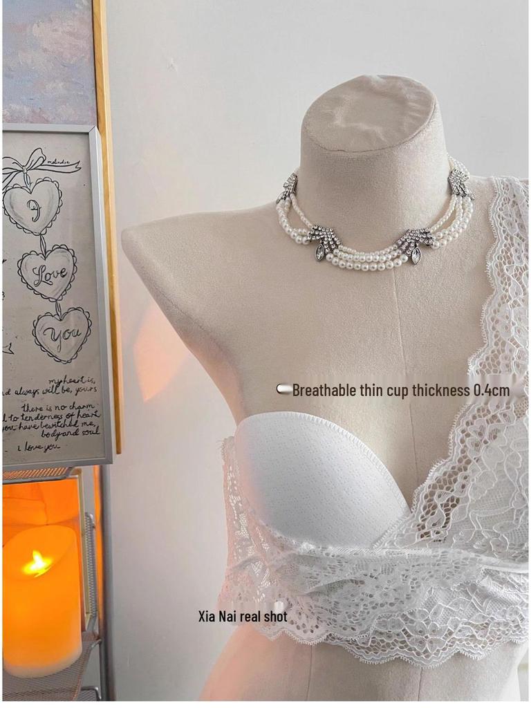 Elegant Lace Wireless Padded Bra – Chic French Vest Style