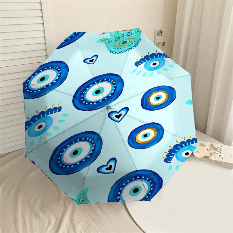 

1PC evil eye hamsa Umbrella-8-Rib Reinforced, Automatic Open, Lightweight & Durable, Fashion Accessory for Outdoor, J0328