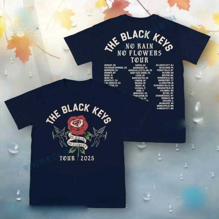 T-shirt The Black Keys No Rain No Flowers Tour 2025 Indispensable pour la Tenue de Concert T-shirt Unisexe