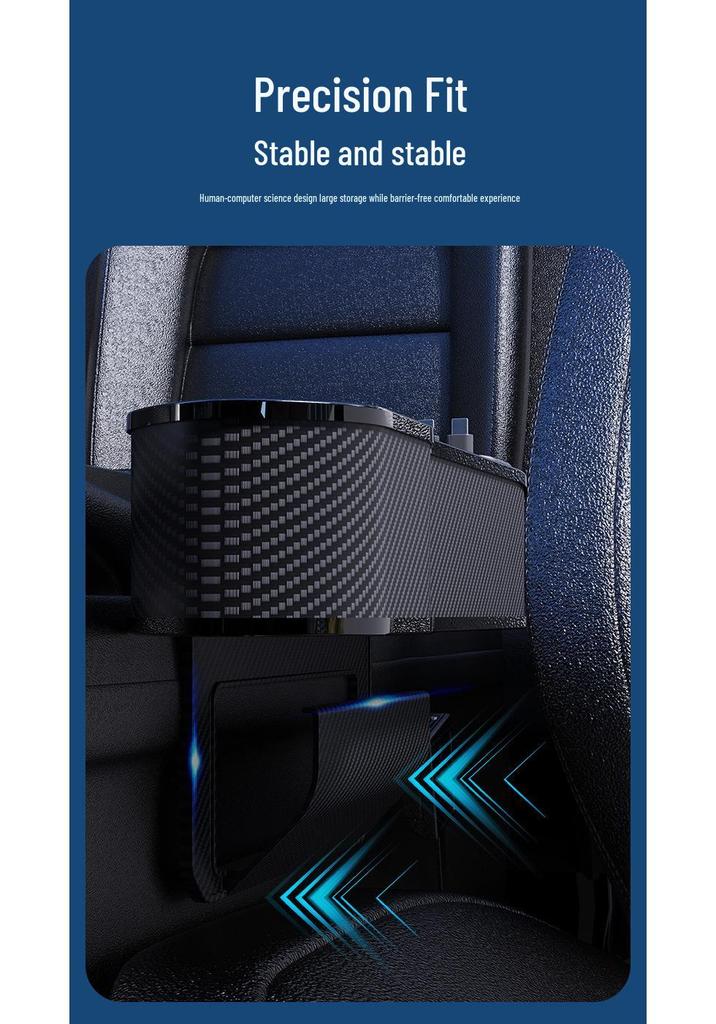 Telescopic Fast Charging Car Charger & Seat Gap Storage Box with Wireless Charging Receiver