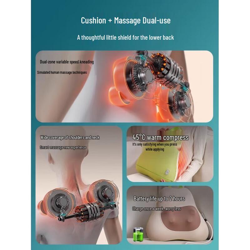 AUX Dual-Zone Kneading Massage Cushion