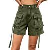 Damenmode Lässig Einfarbig Knopf Tasche Overall Denim Shorts Hose