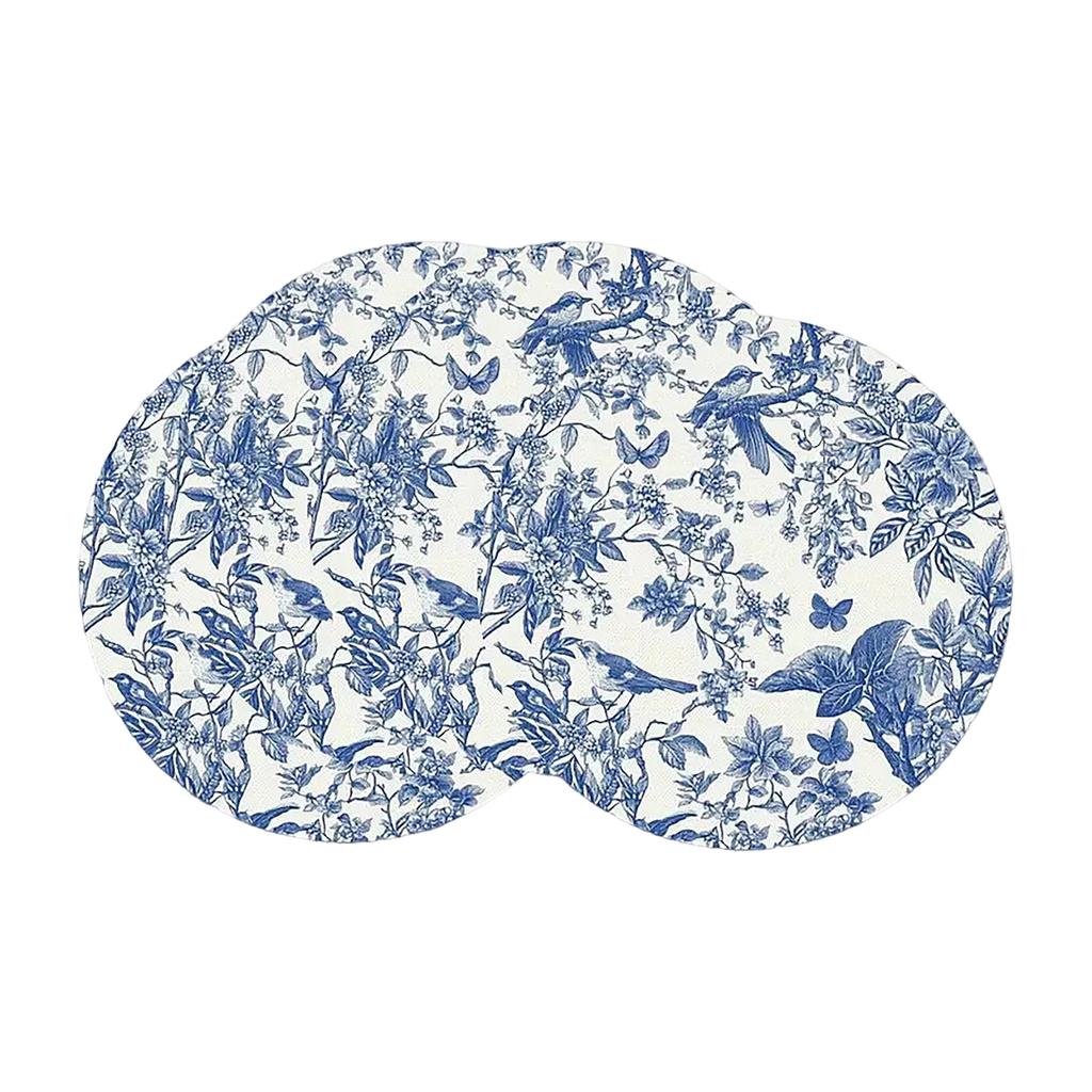 Runder Platzset mit Osterblumen- und Hasendruck