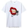 Women andunisex Tops O-neck Sexy Tees Kiss Lip Funny Summer Female Soft T-Shirt Lips Watercolor cotton T Shirt Fitness Clothing