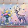 2D Items, 1 Piece of Fresh Flowers and Water, Featuring Colorful Deer, Suitable for Party Settings and Cake Table Decorations