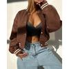 New Women's Faux Leather Jacket, Long Sleeve Biker Style PU Coat Oversize Two Pockets, Winter Fashion Trench Coat for Ladies